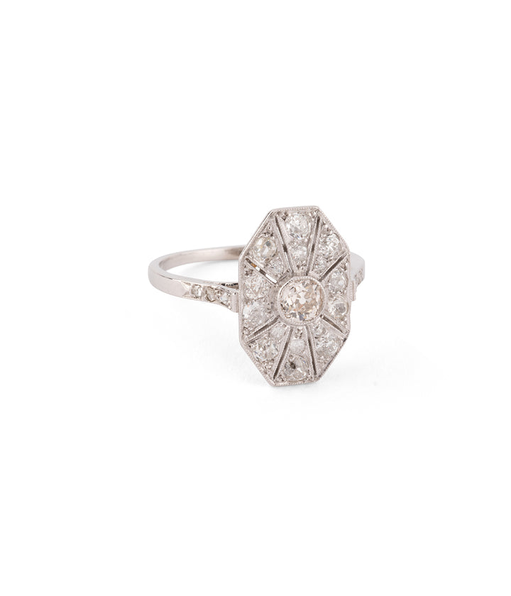 Bague de fiançailles anciennes en diamants et platine "Valero" - Caillou Paris