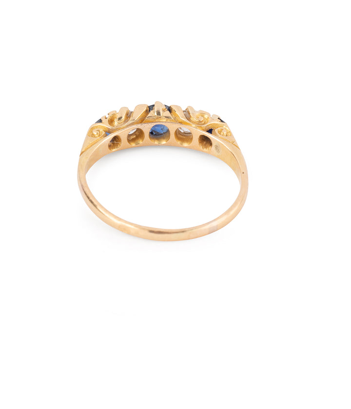 Bague de fiançailles ancienne en diamants et saphirs "Euzen" - Caillou Paris