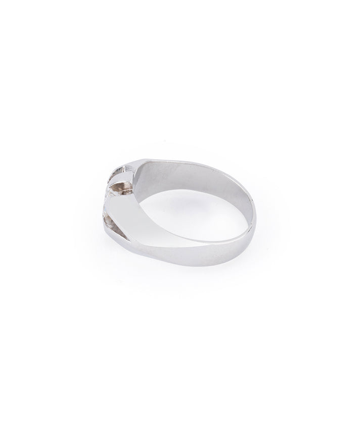 Bague jonc Art deco platine Luca - Caillou Paris