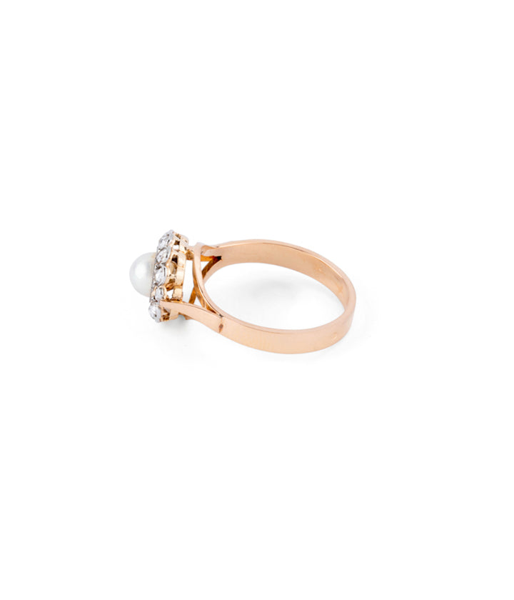 Bague marguerite ancienne "Xelena" profil gauche - Caillou Paris