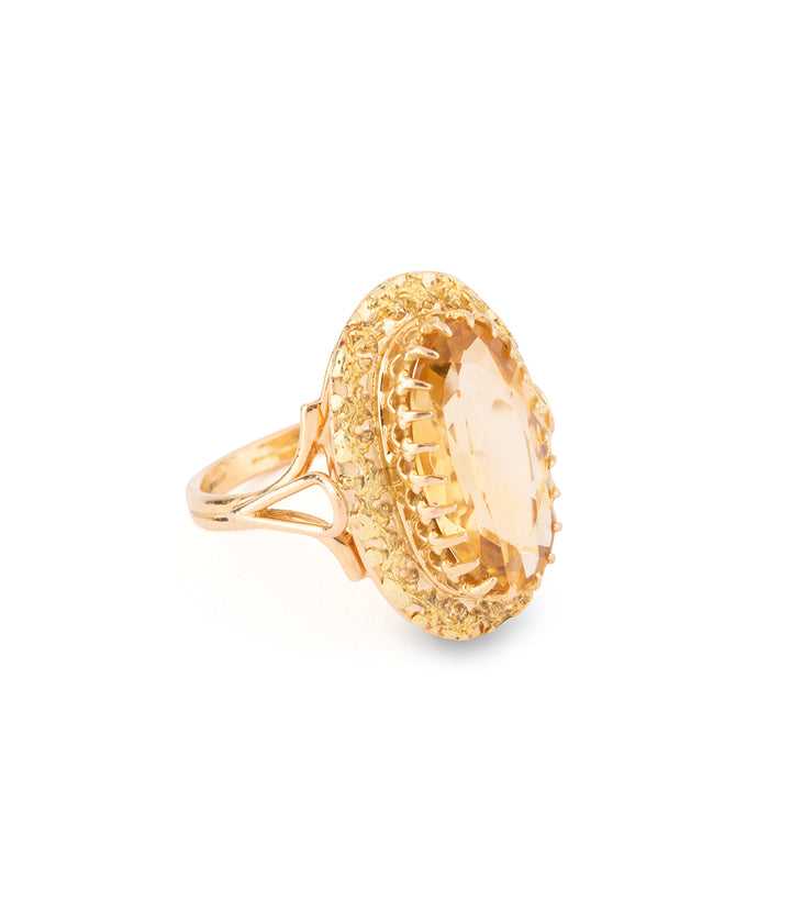 Bague marquise ancienne en or et citrine "Wikimak" - Caillou Paris