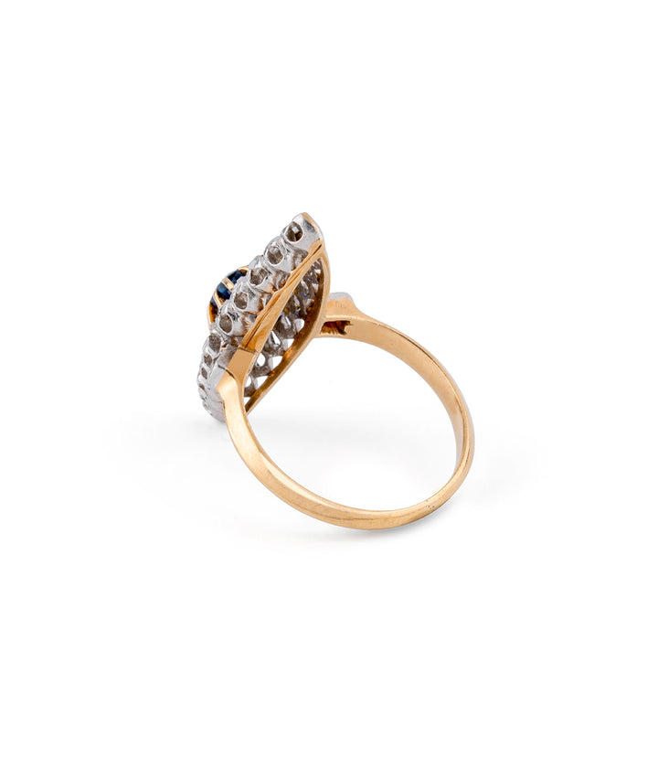 Bague marquise ancienne saphir "Fionn" dos gauche | Caillou Paris