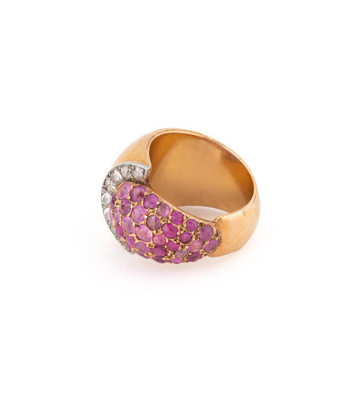 Bague retro en or et saphirs roses "Jayda" - Caillou Paris