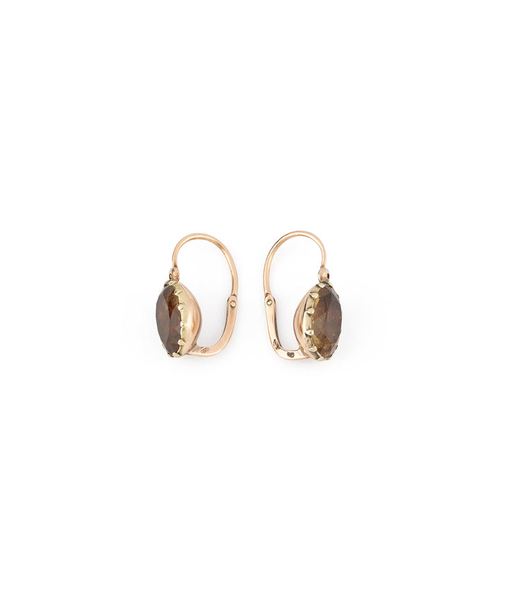 Boucles d'oreilles anciennes or et citrine "Juha" - Caillou Paris