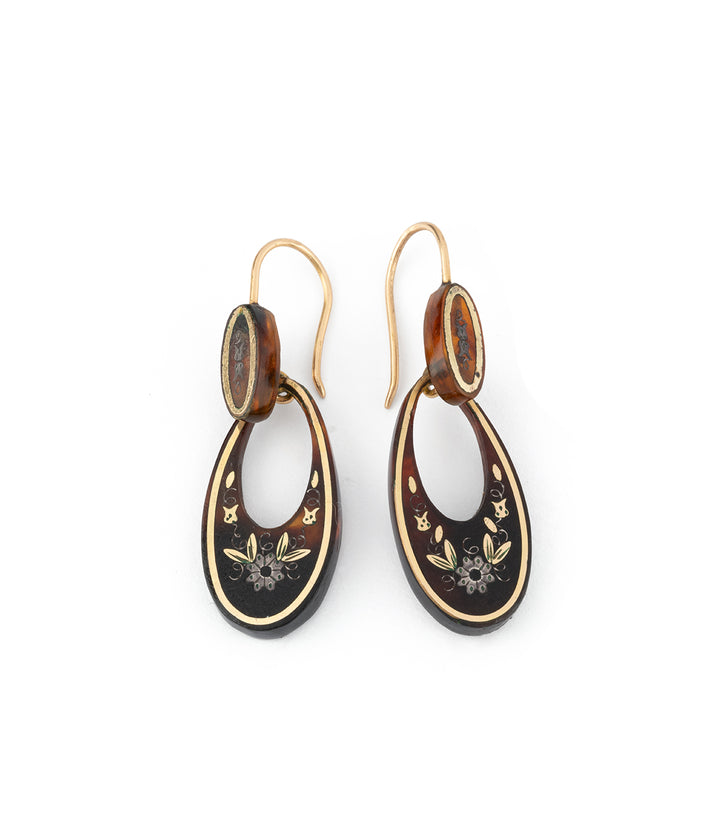 Boucles d'oreilles anciennes piqué écaille Henan - Caillou Paris