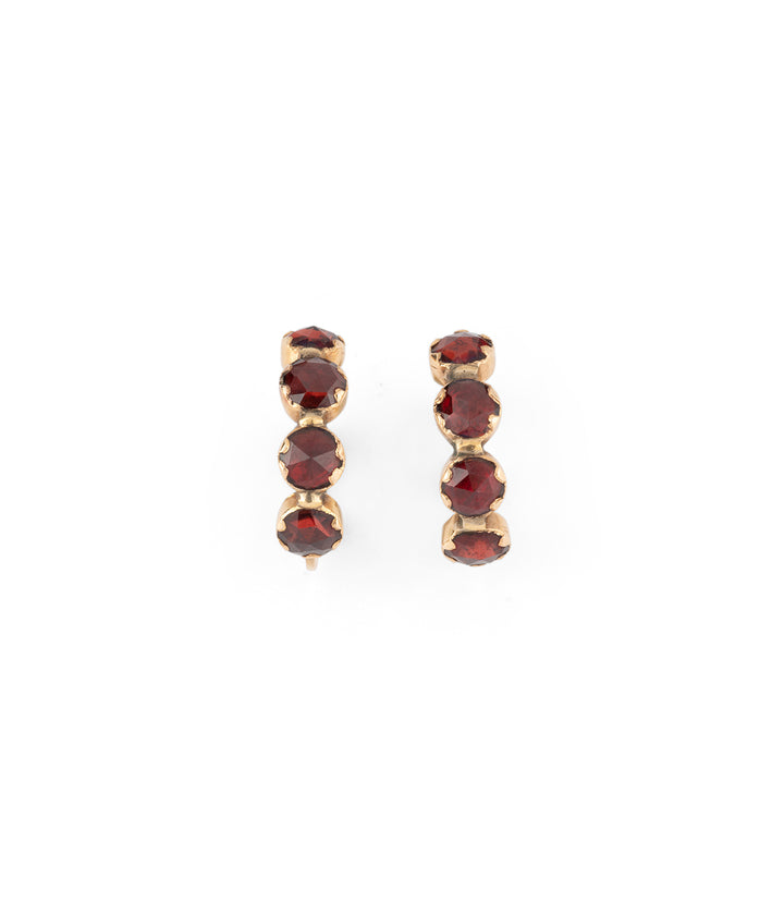 Boucles d'oreilles creoles anciennes grenat de Perpignan Jurrie - Caillou Paris