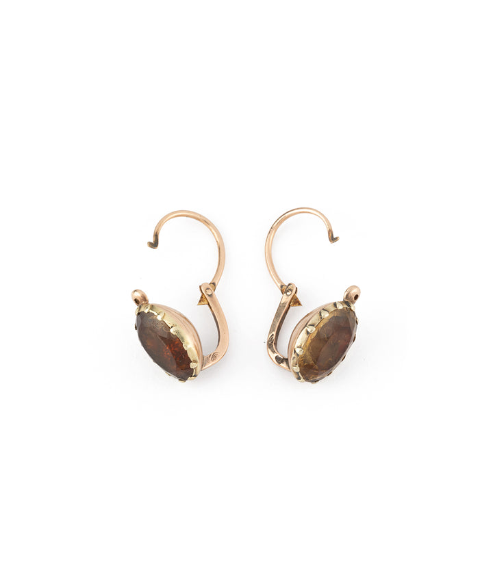 Boucles d'oreilles poissardes anciennes citrine "Juha" - Caillou Paris