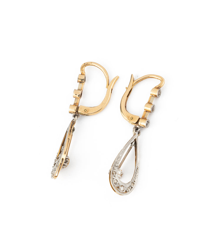 Boucles d'oreilles Belle époque en or et diamants Fiena - Caillou Paris
