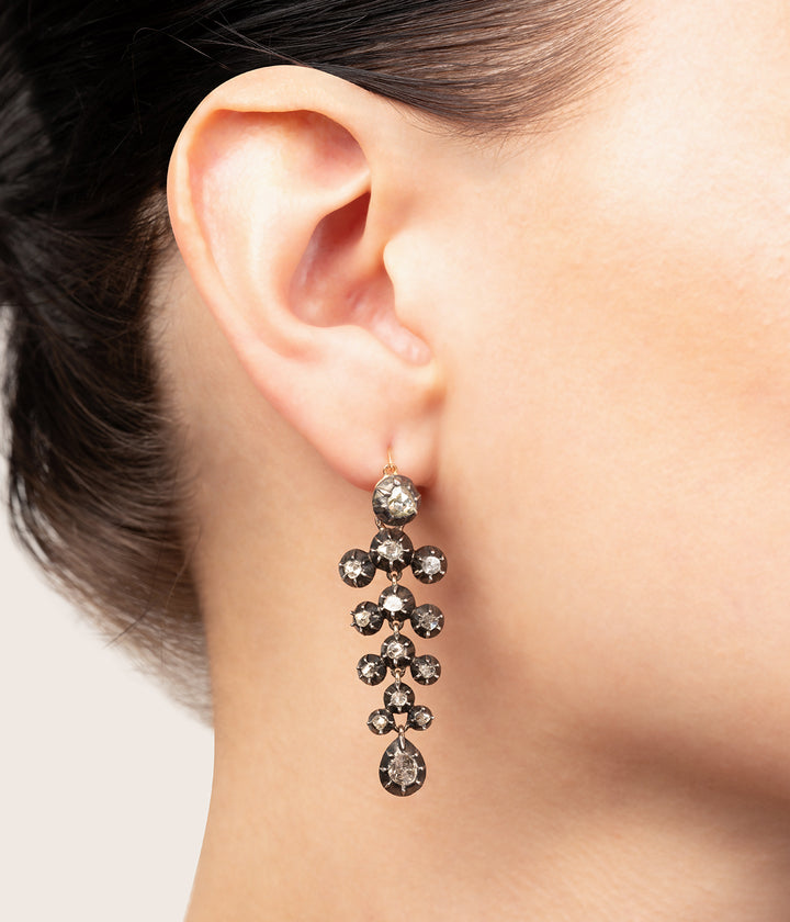 Boucles d'oreilles anciennes en argent et diamants "Ronny" - Caillou Paris