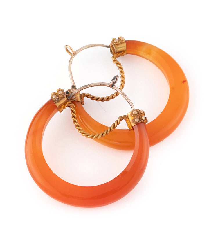 Boucles d'oreilles anciennes en cornaline et or "Istan" - Caillou Paris