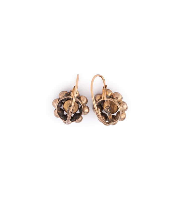 Boucles d'oreilles anciennes en grenats de Perpignan en or rose "Radia" - Caillou Paris