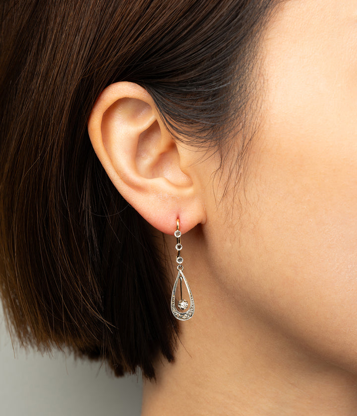 Boucles d'oreilles anciennes en or et diamants Fiena - Caillou Paris