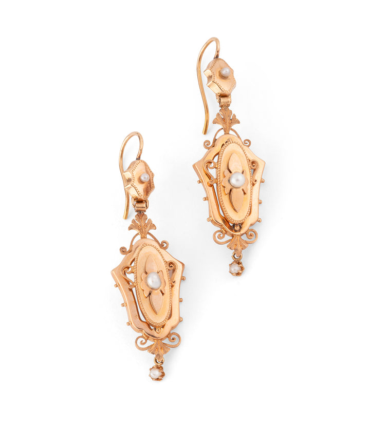 Boucles d'oreilles anciennes en or et perles "Ebba" - Caillou Paris