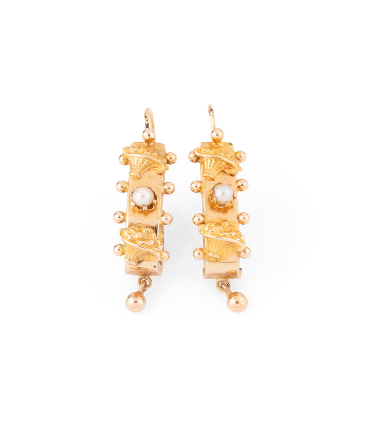 Boucles d'oreilles anciennes en or et perles "Roba" - Caillou Paris