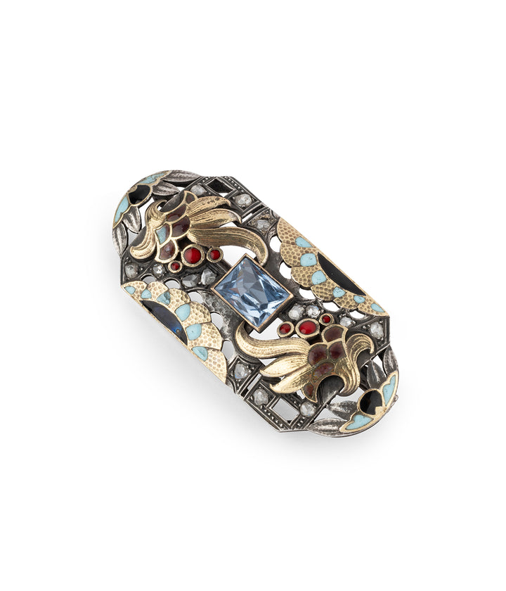 Broche-ancien-email-topaze-Blanca-Caillou-Paris