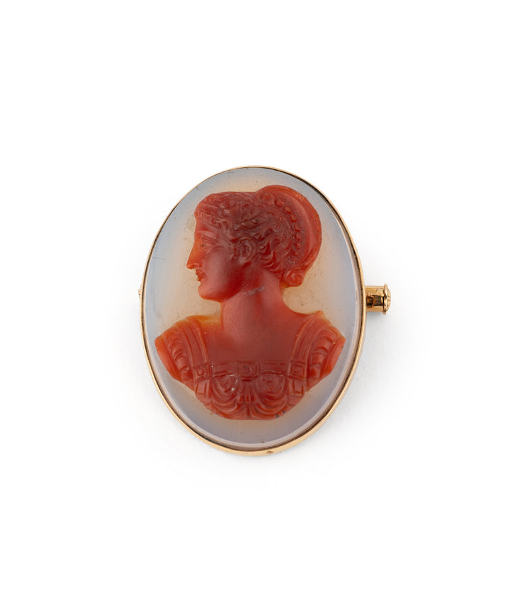 Broche camée ancienne agate profil femme "Orella" - Caillou Paris