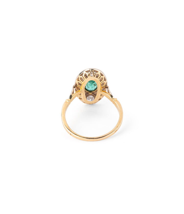 Caillou Paris - Bague vintage émeraude “Garen” dos