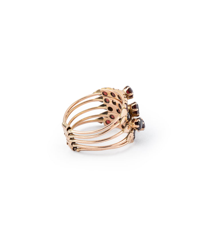 Bague de harem vintage en grenat Aanor dos droite - Caillou Paris