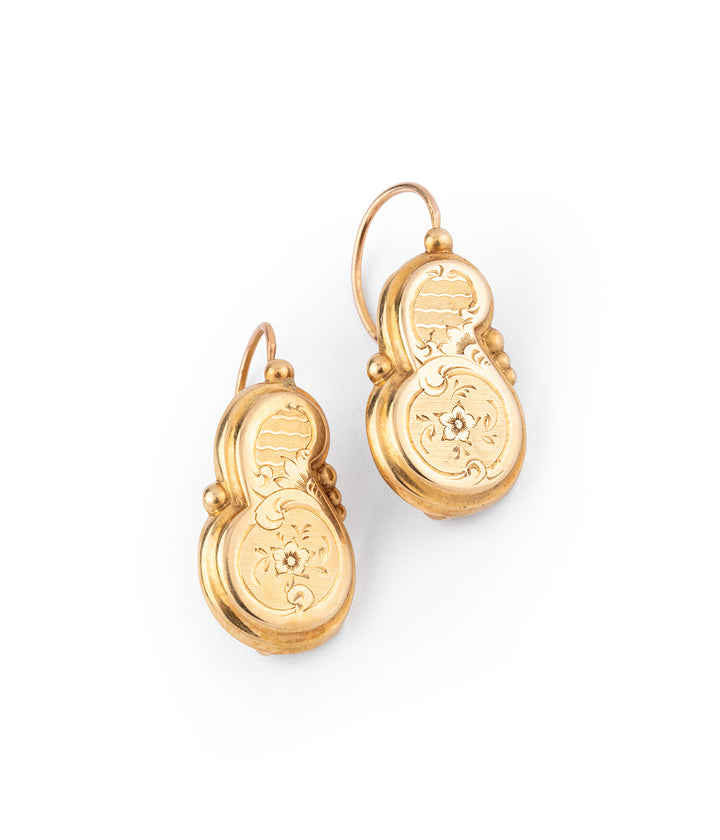 Caillou Paris - Boucles d'oreilles anciennes or "Saad" gros plan