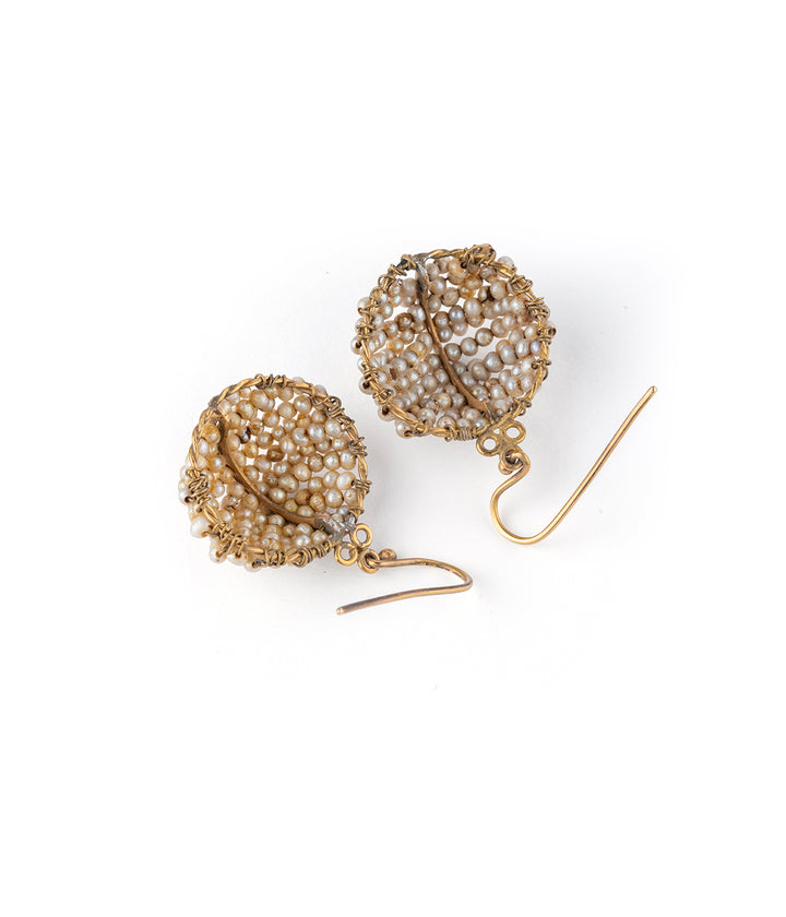 Caillou Paris - Boucles d’oreilles anciennes perles “Hetta” dos