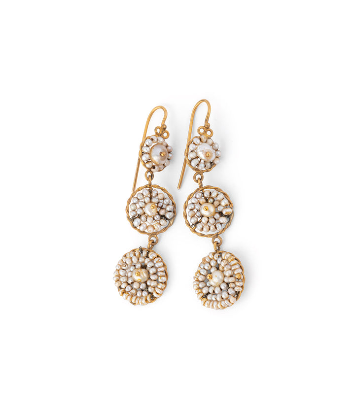 Boucles d'oreilles anciennes perles "Louka" details