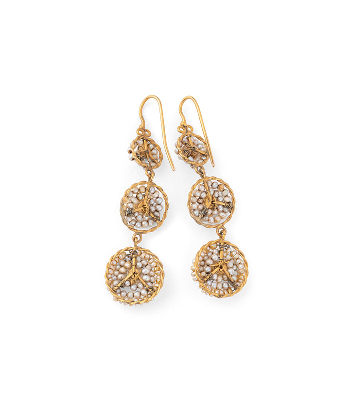 Boucles d'oreilles anciennes perles "Louka" dos