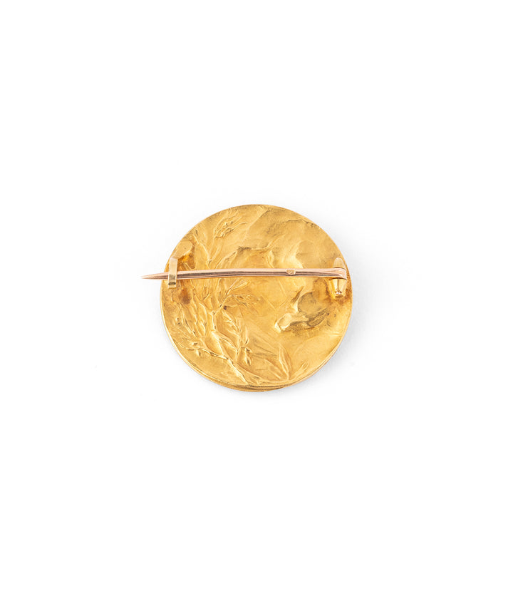 Caillou Paris - Broche Art nouveau signée Victor Prouvé “L’Aube” dos
