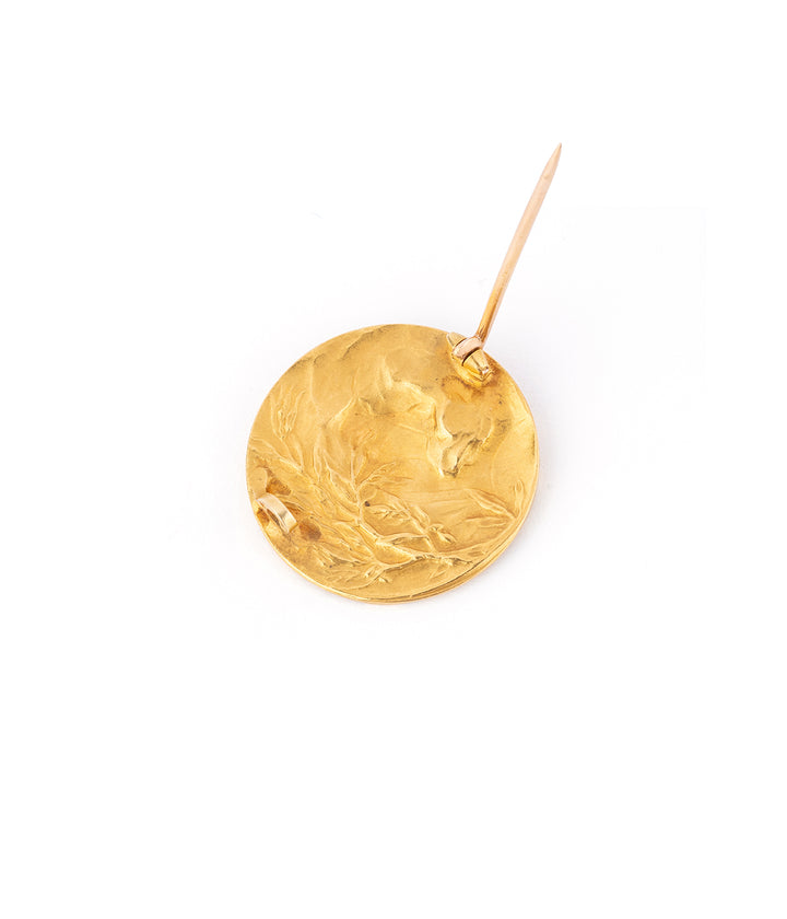 Caillou Paris - Broche Art nouveau signée Victor Prouvé “L’Aube” ouverte