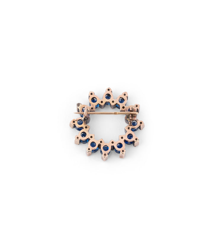 Caillou Paris - Broche ancienne saphirs Gora face dos