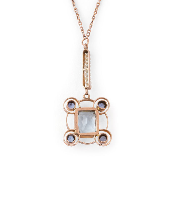 Caillou Paris - Collier ancien aigue-marine “Leela” plan dos