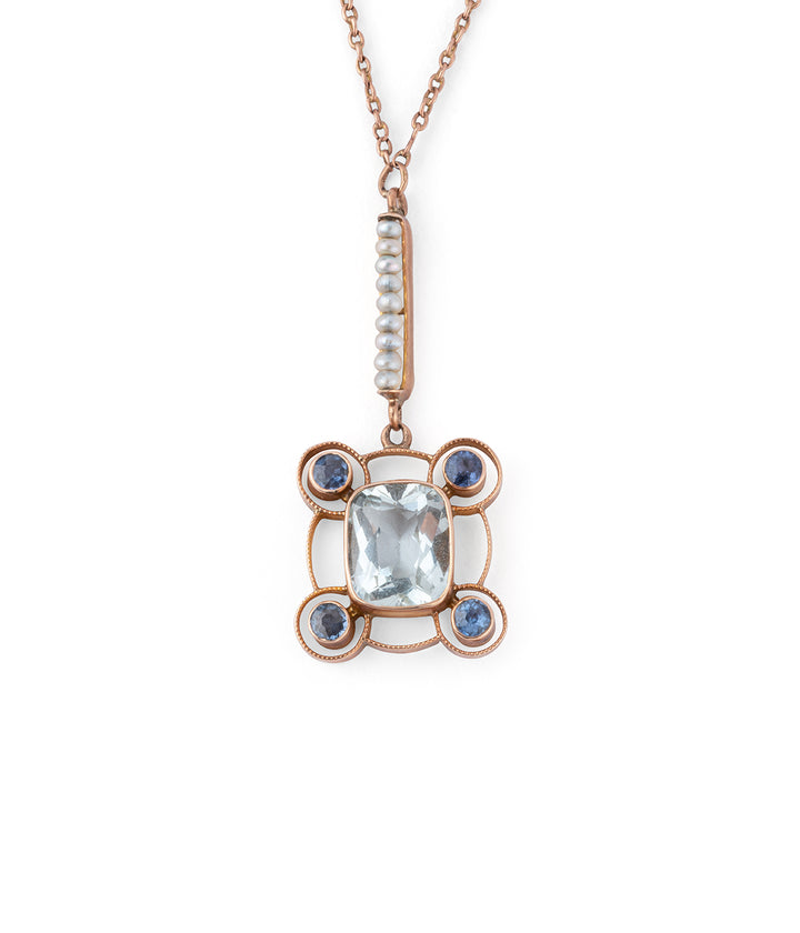Caillou Paris - Collier ancien aigue-marine “Leela” gros plan