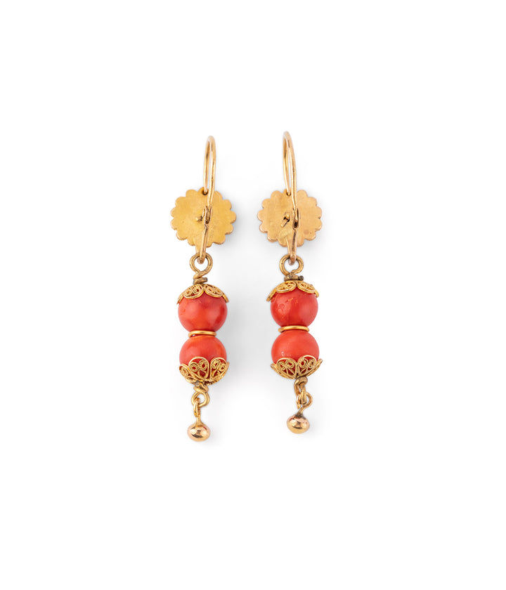 Caillou Paris - Pendants d’oreilles anciens corail “Devika” dos