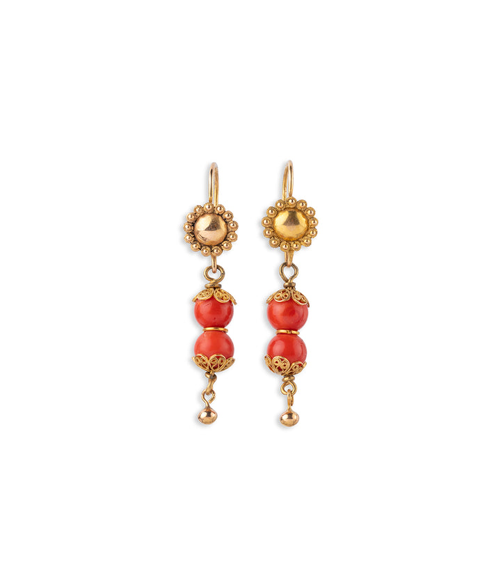Caillou Paris - Pendants d’oreilles anciens corail “Devika”