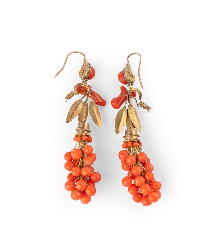 Caillou Paris - Grands pendants d’oreilles anciens corail “Wafa” dos