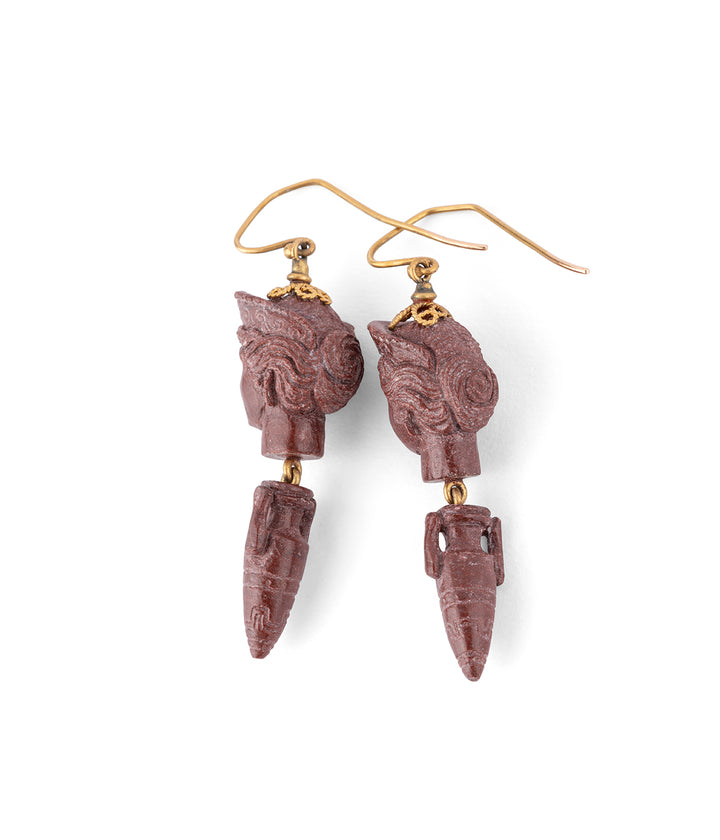 Caillou Paris - Boucles d'oreilles anciennes pierre de lave "Gallu" dos