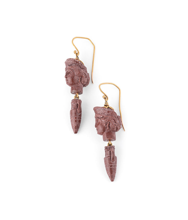 Caillou Paris - Boucles d'oreilles anciennes pierre de lave "Gallu" gauche