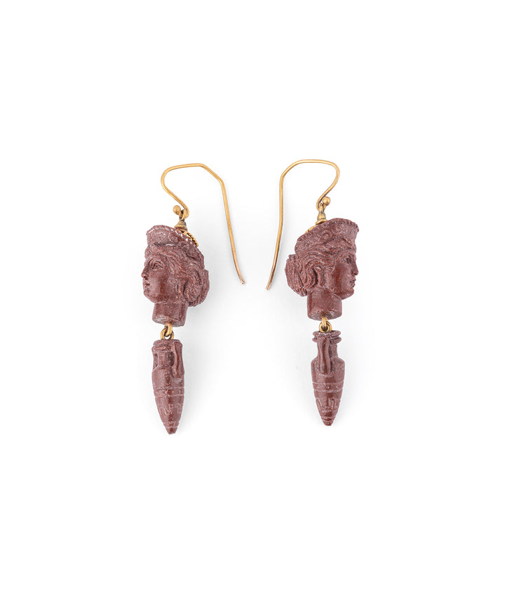 Caillou Paris - Boucles d'oreilles anciennes pierre de lave "Gallu" profil