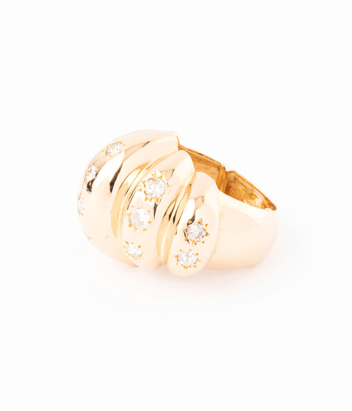 Bague ancienne diamants Brioche profil droit - Caillou Paris