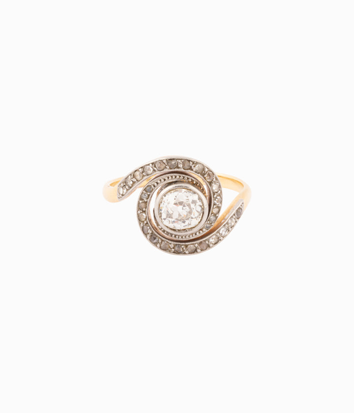 Bague tourbillon ancienne diamant Gezan - Caillou Paris