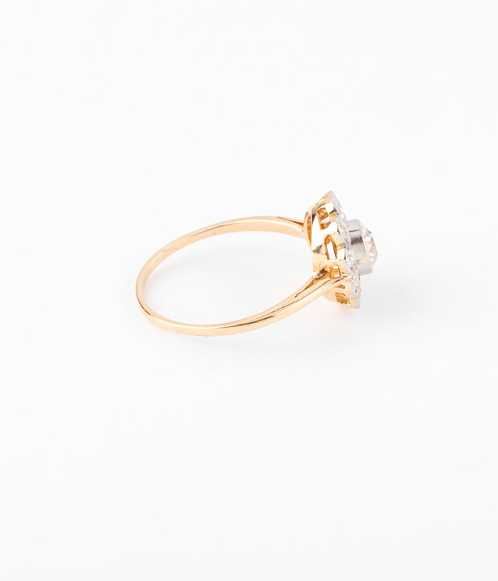 Bague marguerite ancienne diamant Bimal profil droit - Caillou Paris