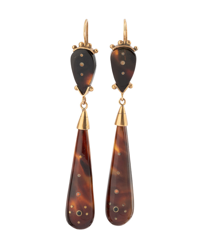 Boucles d'oreilles anciennes en corne Donat - Caillou Paris