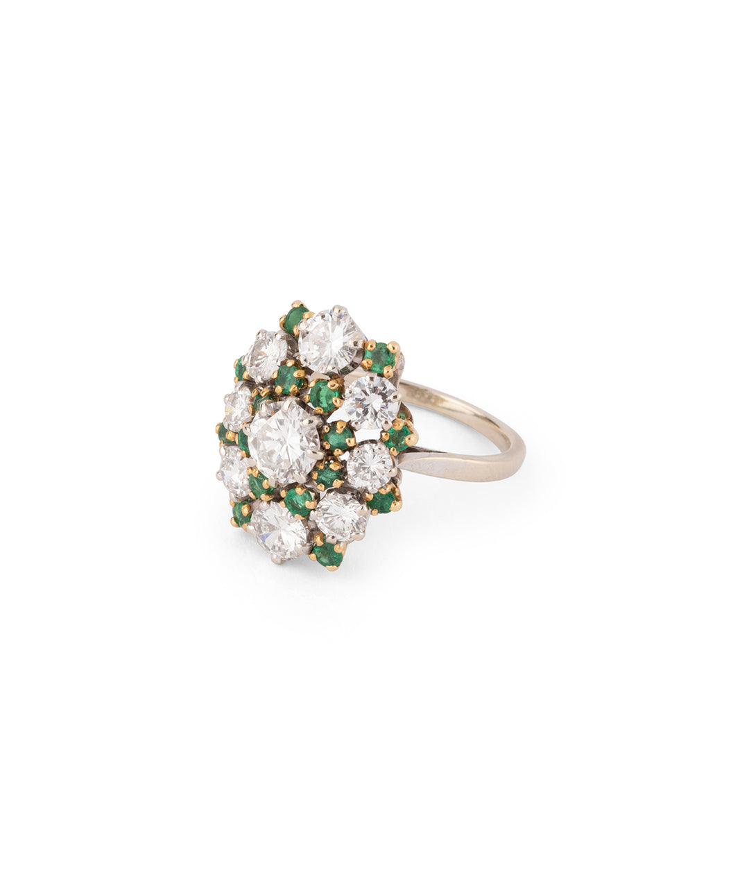 Cluster ring diamonds and emeralds "Dagny" - Caillou Paris