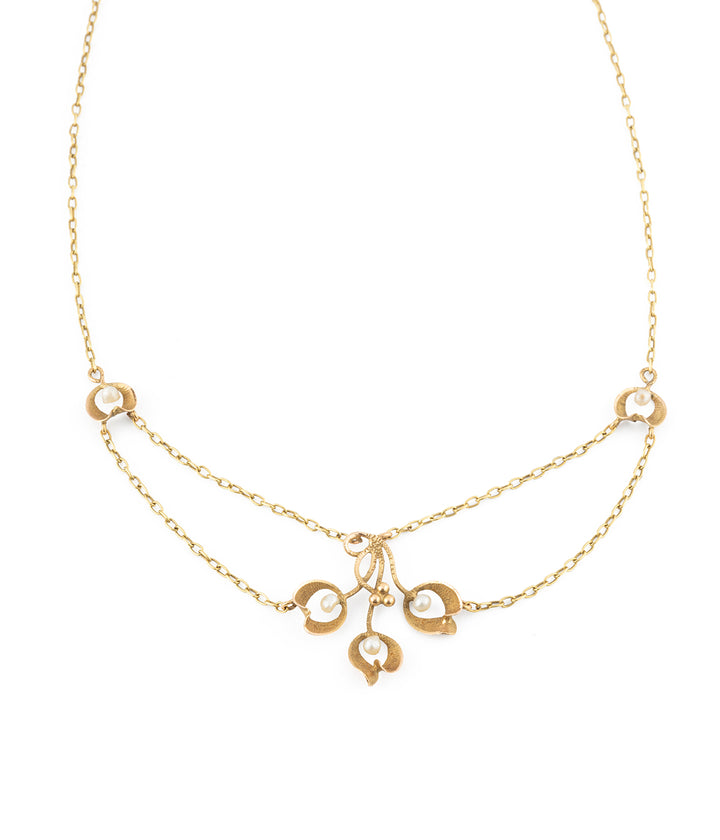 Collier Art nouveau gui 18 carats "Kara" - Caillou Paris