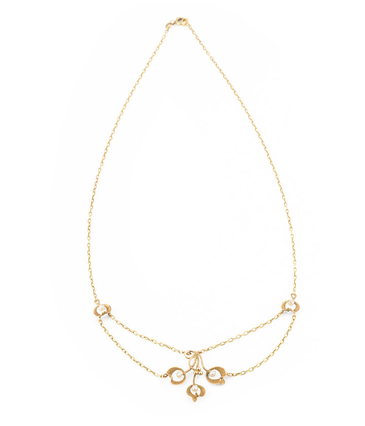 Collier Art nouveau en or et perles "Kara" - Caillou Paris
