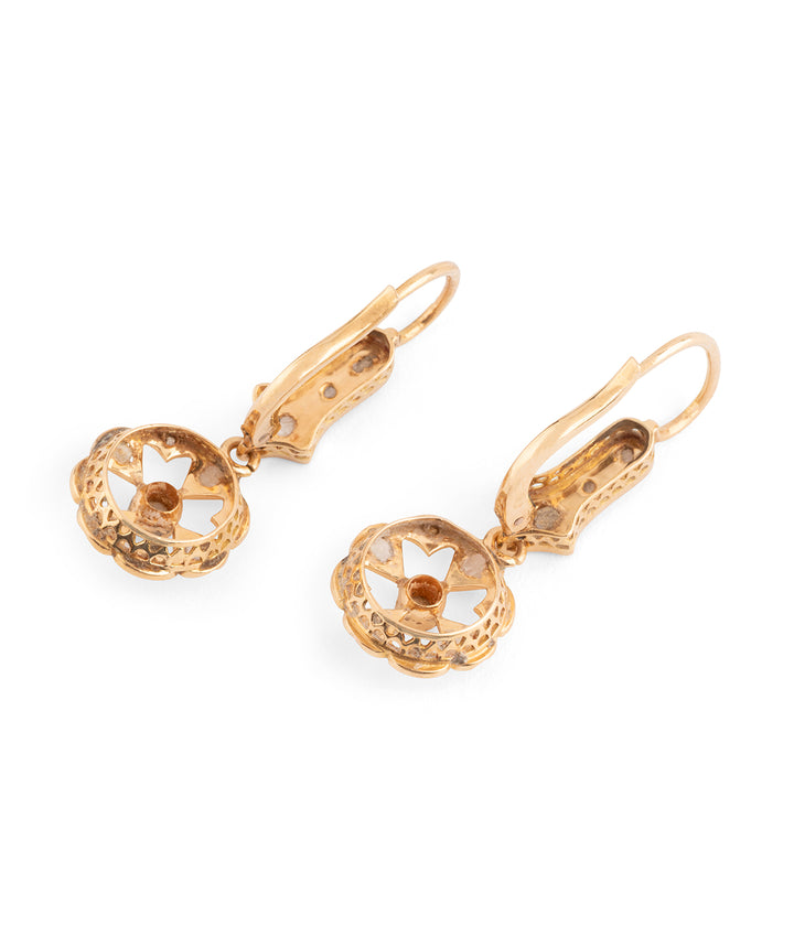 Boucles d'oreilles dormeuses anciennes en or et diamants "Mounia"