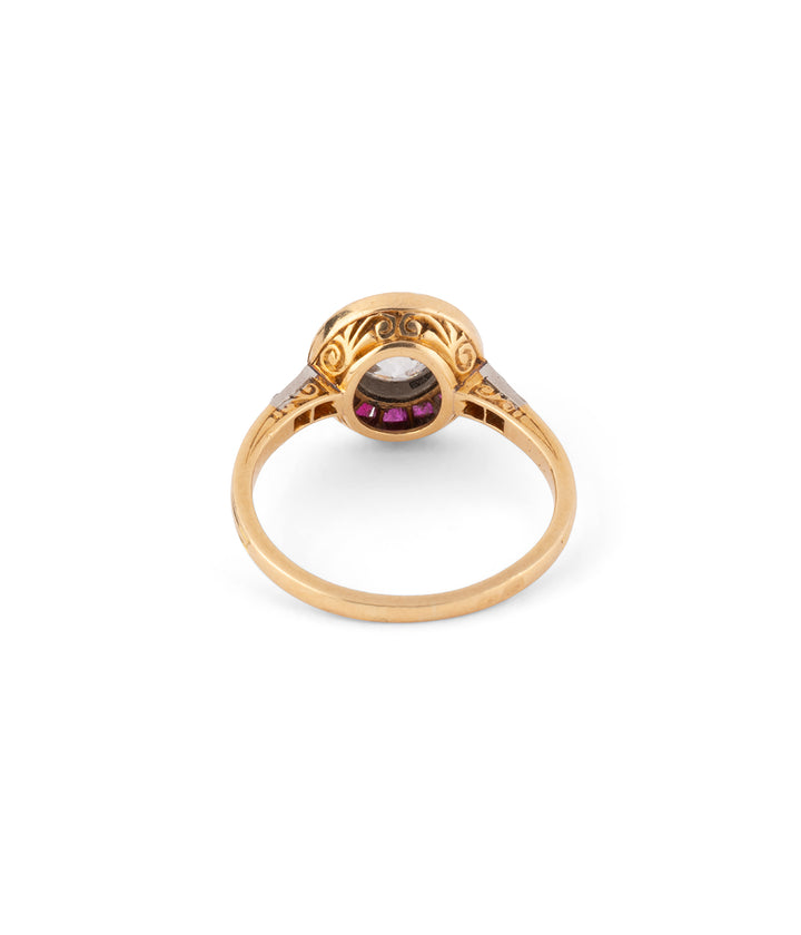 Edwardian engagement ring diamond and rubies "Nadra" - Caillou Paris