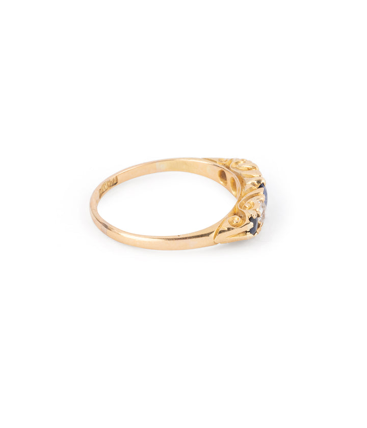 Edwardian engagement ring diamonds and sapphires "Euzen" - Caillou Paris