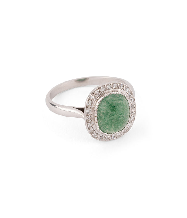 Edwardian ring diamonds and aventurine "Songaa" - Caillou Paris