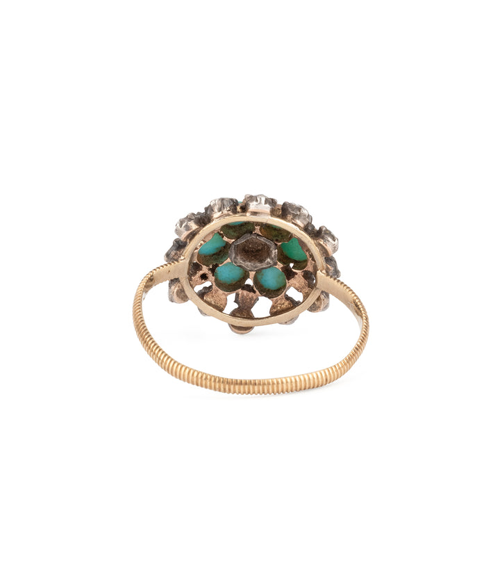 Georgian-14k-gold-ring-turquoise-diamonds-Badda-Caillou-Paris