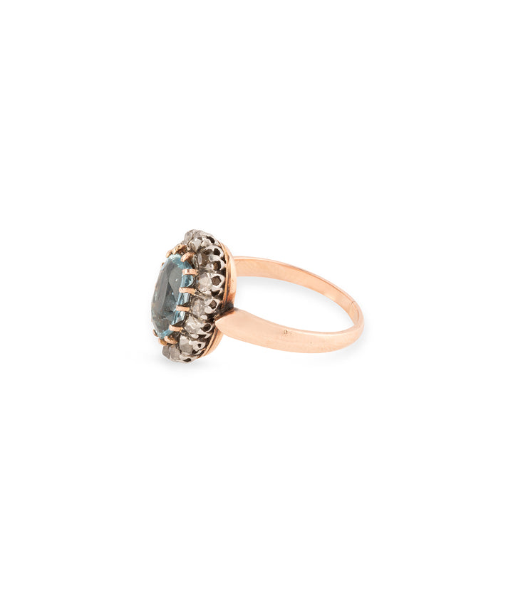 Georgian-cluster-ring-aquamarine-diamonds-Sevin-Caillou-Paris